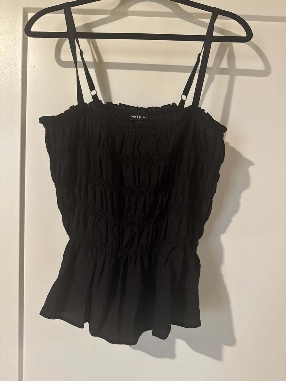 Torrid Black Smocked Peplum Cami Tank Top with Adjustable Straps